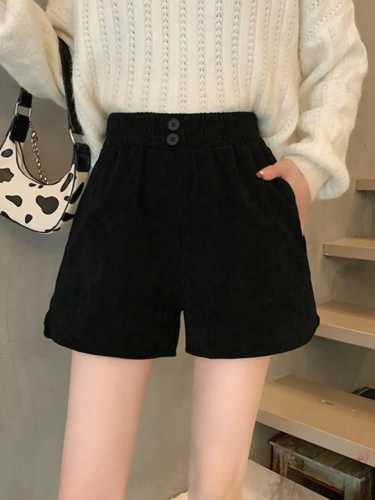 Pantalones de Pana para Mujer, Cintura Alta, Corte Ajustado, Pierna Ancha, Ropa de Abrigo para Otoño e Invierno, Pantalones de Pana Versátiles e Informales...