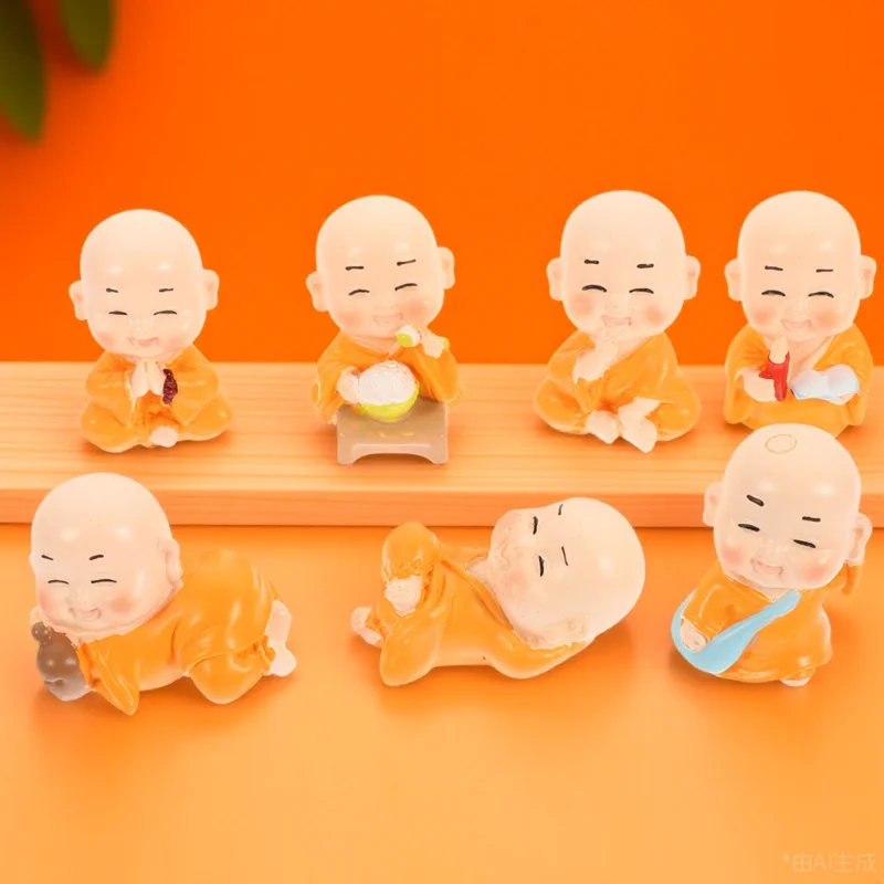 

7Pcs Resin Sculpture Buddha Statue Miniature Zen Decor for Table Buddha Statue