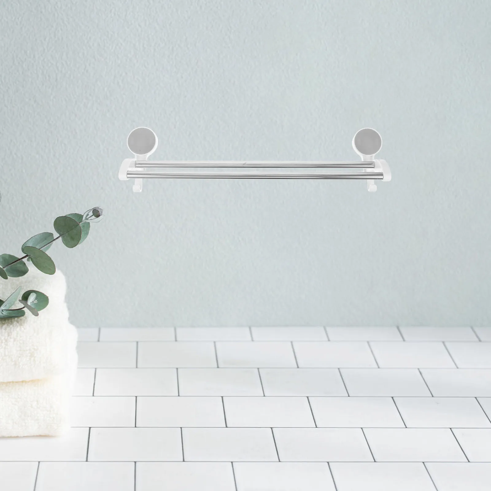 

Wall Mount Towel Rack Bathroom Hanger Shelf Hand Holder Stainless Steel ganizer Double Rod Kitchen Bath Storage