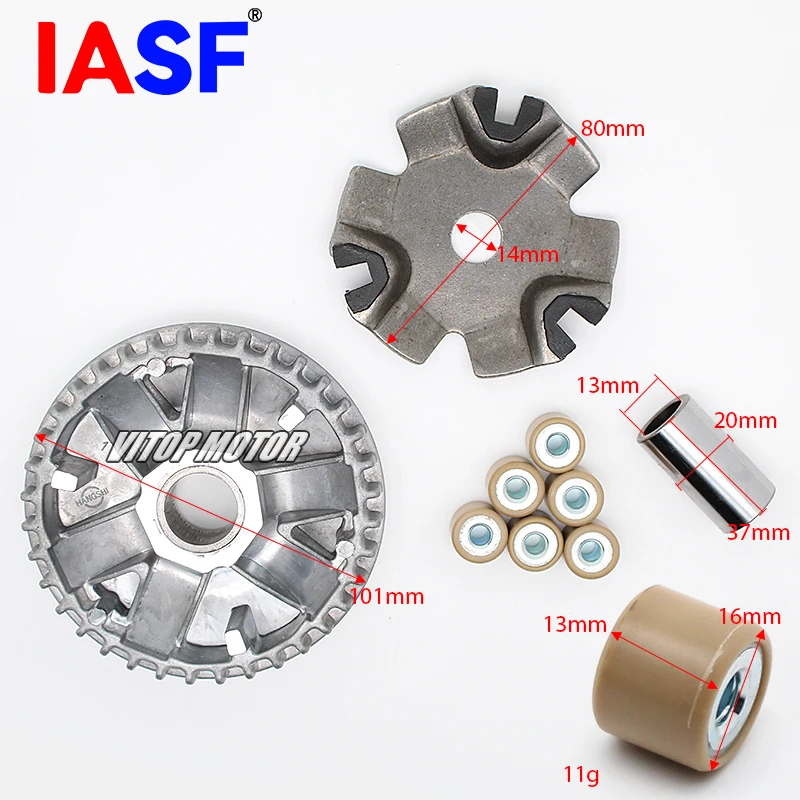 Fits for Honda GCC WH100 SCV 100 SCR100 LEAD 100 2002 - 2010  Motorcycle Clutch Variator Drive Face Pulley Weight Assy