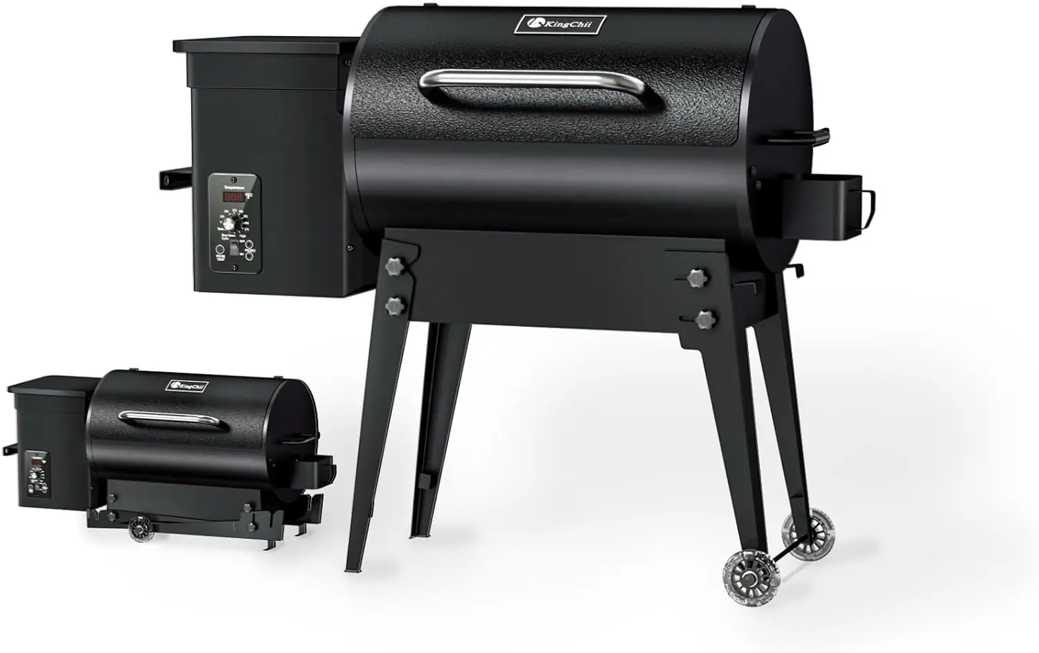 KingChii Portable Electric Wood Pellet Grill & Smoker with Foldable Legs, 456 SQ.IN Grill Capacity, with PID Temperature Control