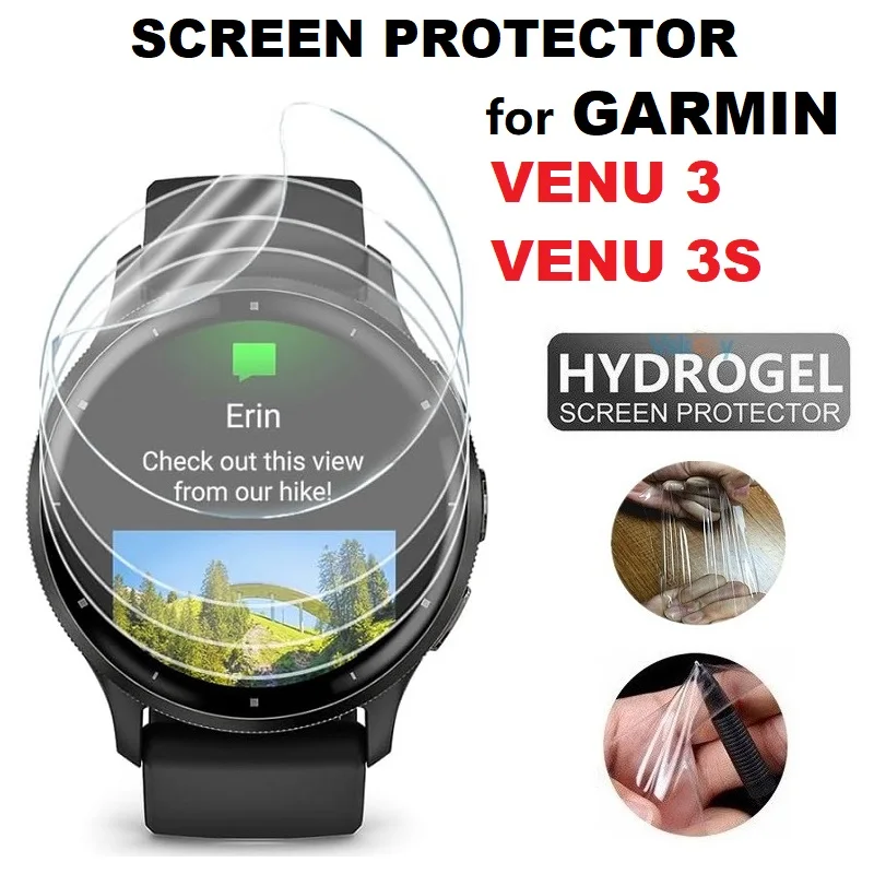 10PCS TPU Hydrogel Soft Screen Protector for Garmin Venu 3 / Venu 3s Smart Watch HD Clear Protective Film