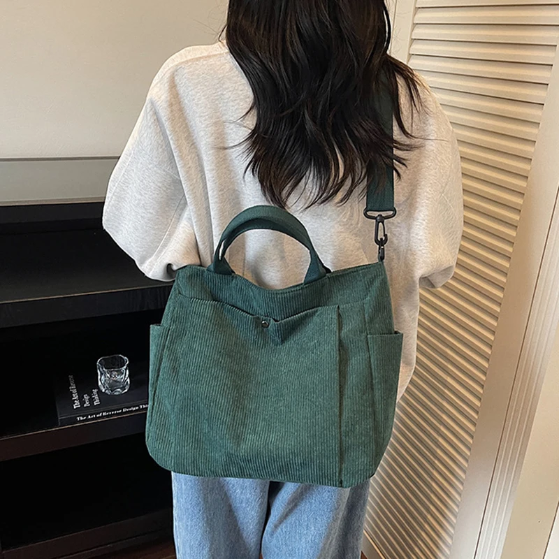 

Corduroy Tote Bag For Women Large Capacity Handbag Purse Daily Casual Handbags Shoulder Bags for Women Work Commuter