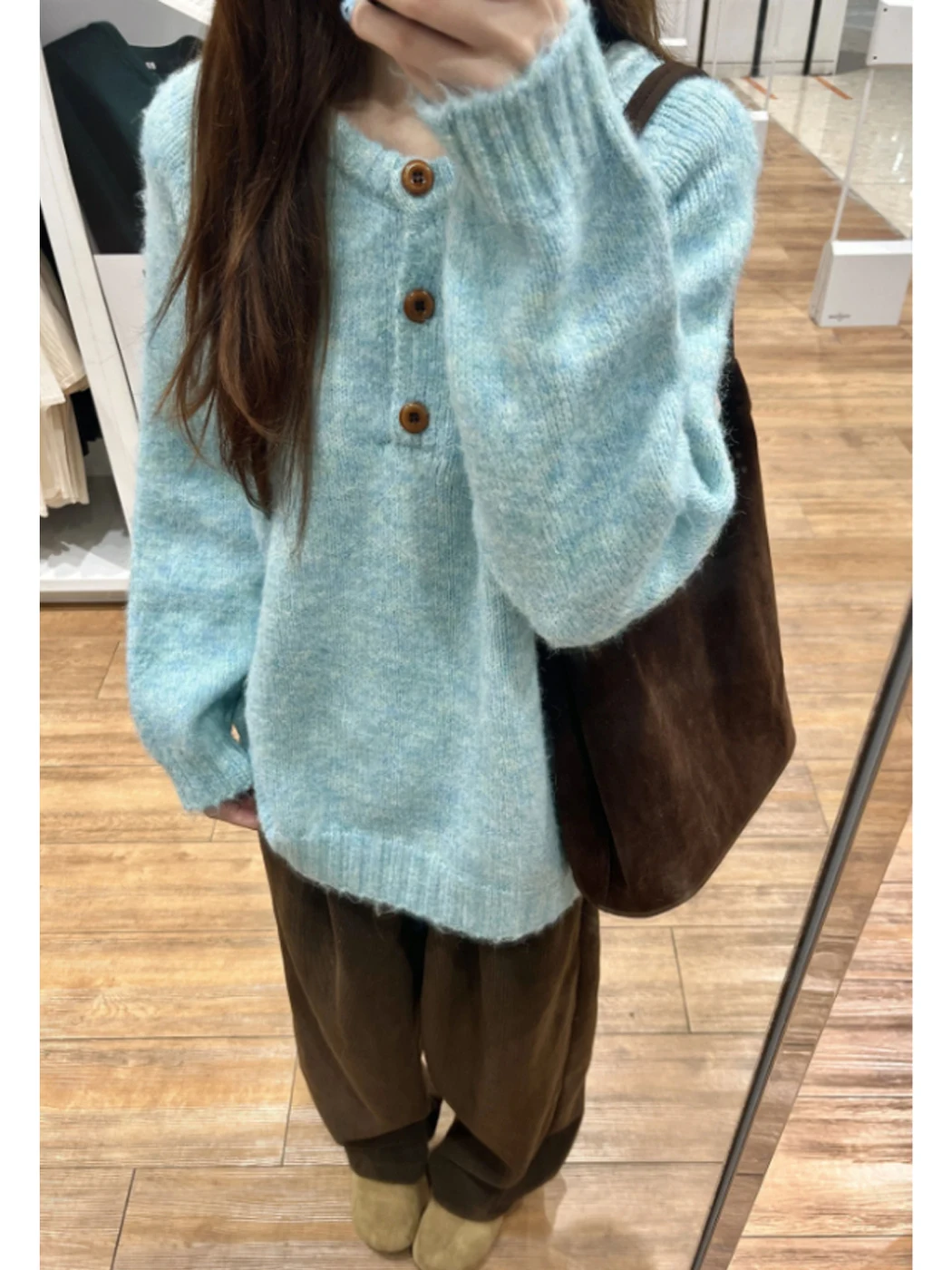 

Синий мягкий свитер Thiened, женский свободный вязаный топ Lazy Sle, осень-зима, теплый повседневный хлопковый круглый свитер Ne Long Sve irt