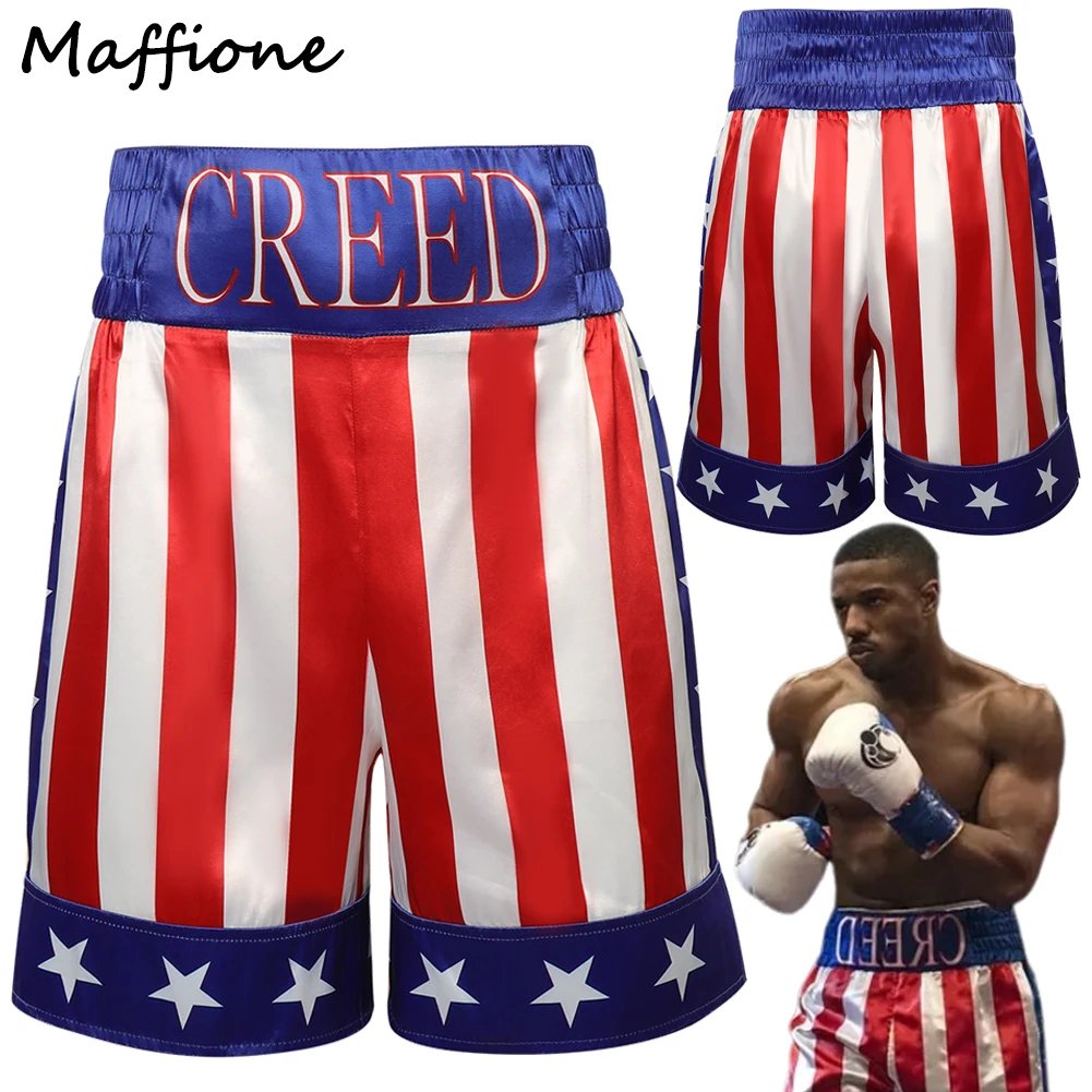 Adonis Creed Cosplay Men Boxing Shorts Costume Movie Creed III Disguise Outfits Male Short Pants Boys Halloween Party Role Suits