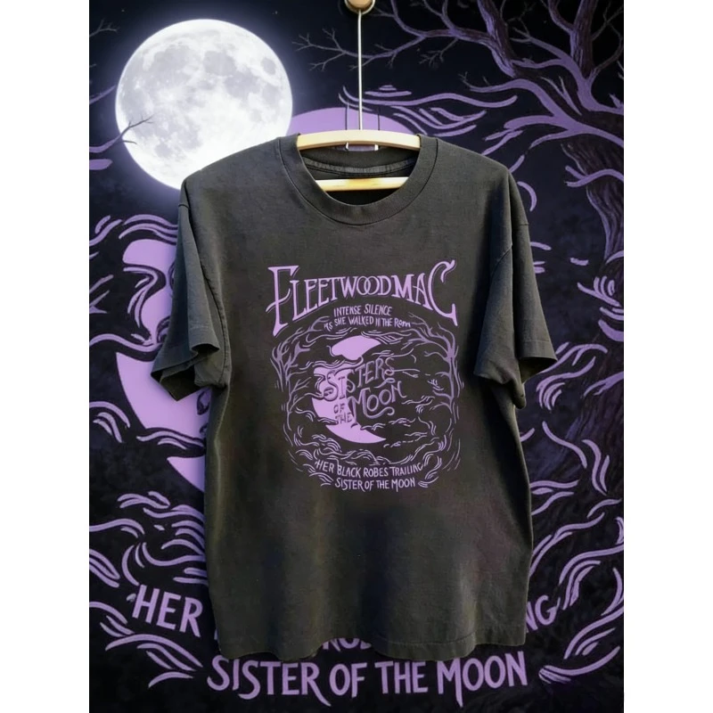 

Fleetwood Mac Shirt Stevie Nicks Sisters Moon Vintage Rock Band 100%Pure Cotton Printed T-shirt Casual Y2K Top Harajuku T-Shirt
