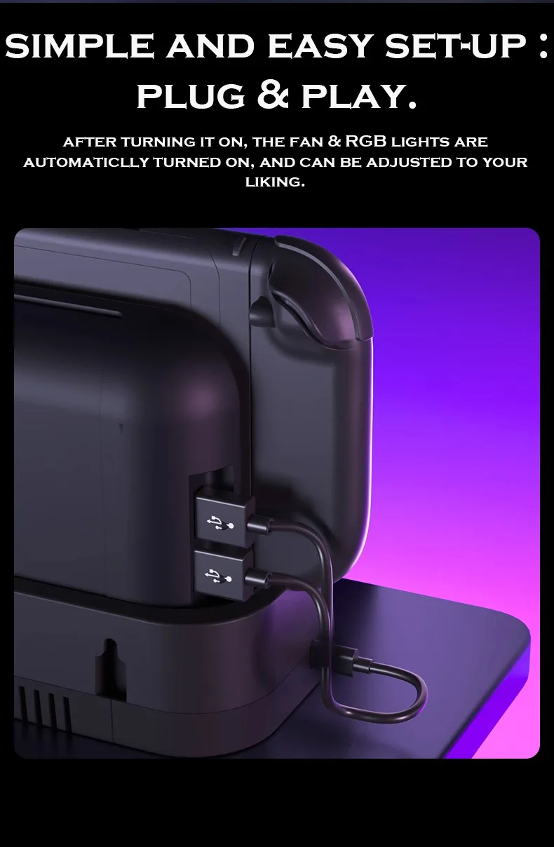 لوحدة التحكم في الألعاب Switch 2، قاعدة تخزين مروحة التبريد، قاعدة شحن NS2، قاعدة شحن لوحدة التحكم مع تأثير ضوء RGB