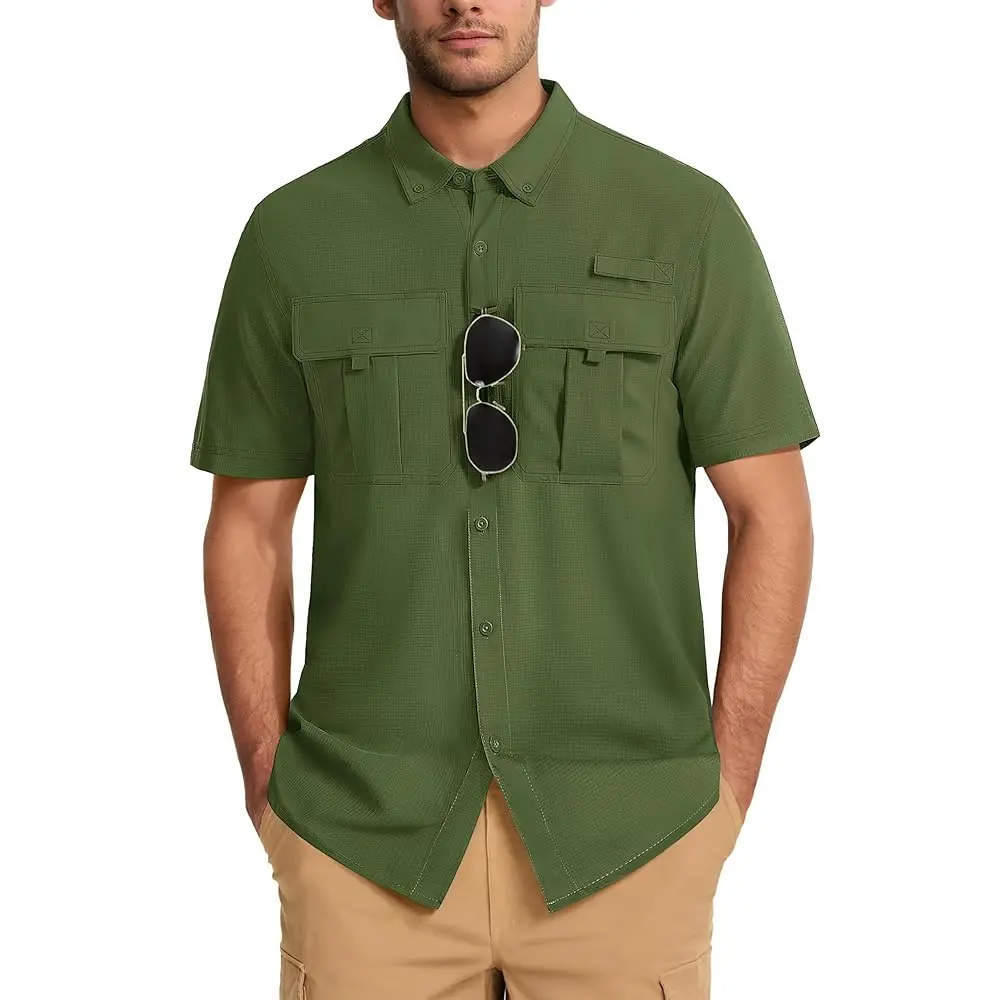 

Men's UPF 50+ Fishing Shirts UV Sun Protection Cooling Quick Dry Short Sleeve Shirts for Hiking Safari Camping