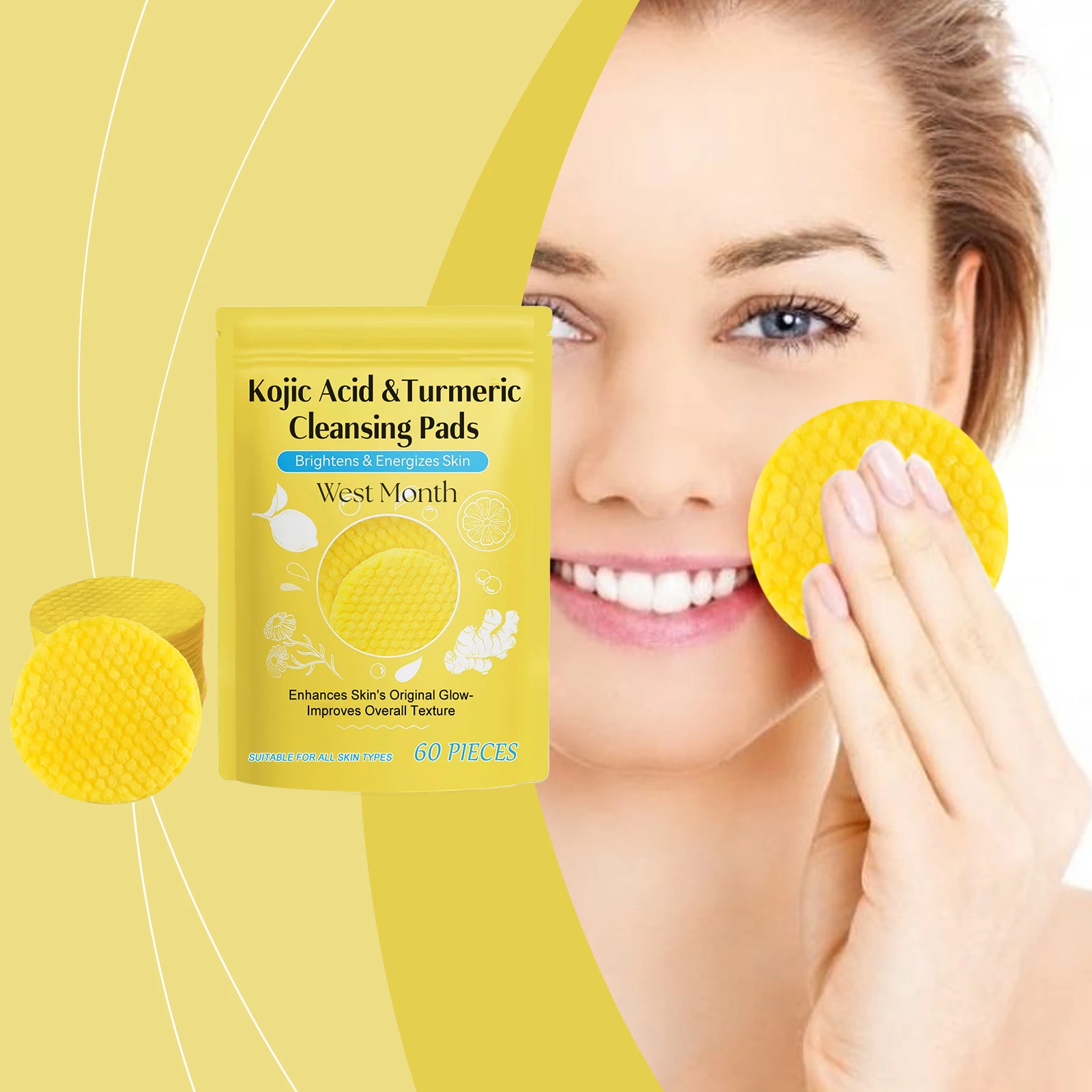

Turmeric & Kojic Acid Cleansing Pads | Deep Clean & Brighten Skin | Gentle Exfoliation & Hydration for Sensitive Skin