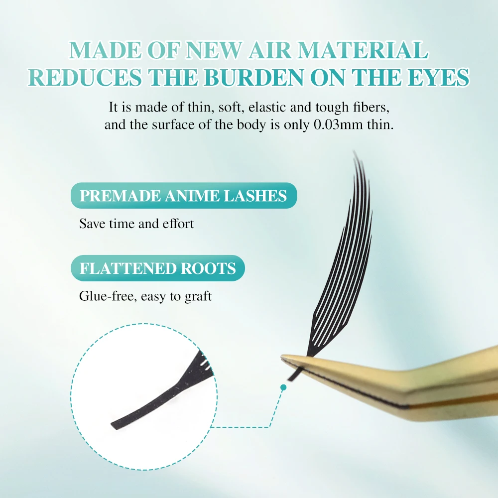 Lashtalk Air Spire Feather Anime Wimpernverlängerung, natürlich, leicht, Manga-Fee, vorgefertigte Fächer, Anime-Fälschungswimpern, Make-up-Werkzeug