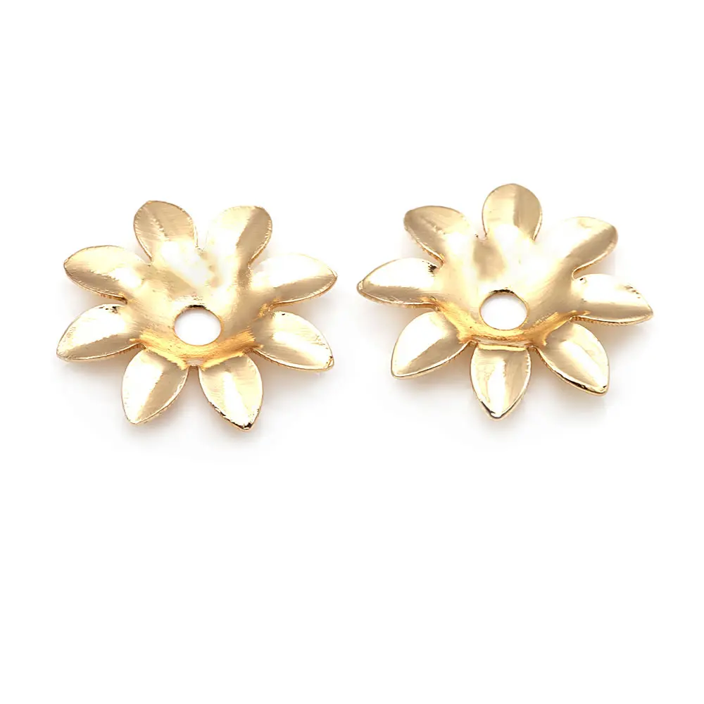18K Gold Color Brass Flower Beads Caps High Quality Diy Jewelry Making Bracelet Necklace Earrings Accessories for Women
