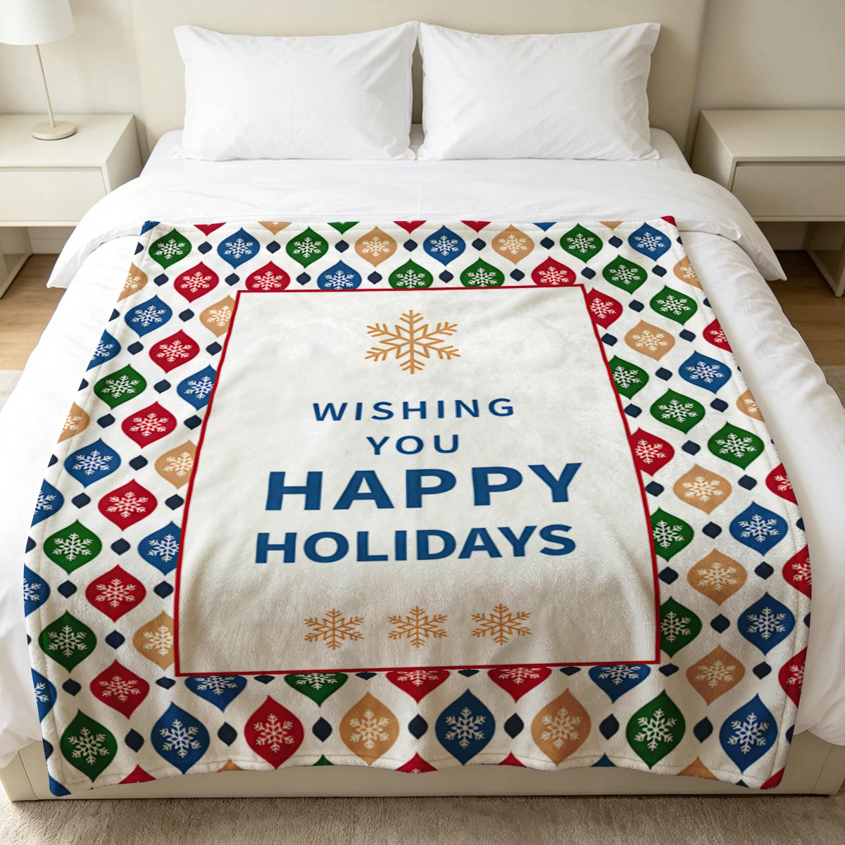 Holiday Snowflake Tile Soft Fluffy Flannel Blanket Super Cozy Lightweight Bed Blanket for Halloween Sofa Bed Christmas Decor