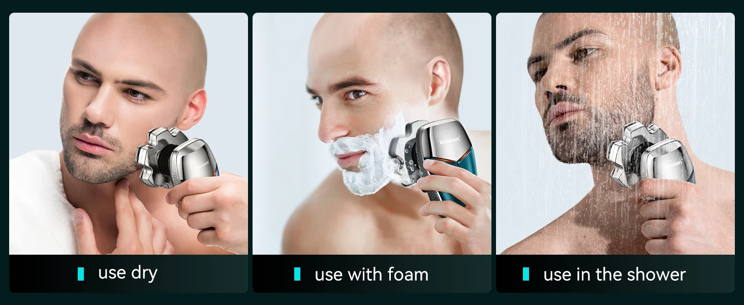 KENSEN S18 Electric Head Shaver Magnetic 7D Floating Blade 5 in 1 Grooming Kits Wet/Dry Head Shaving Machine Nose Trimmer Barber