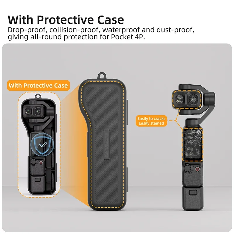Hard Case for DJI Osmo Pocket 4P,Gimbal Screen Protective Cover with Built-in Filter Storage Pocket 4 Pro Accessories