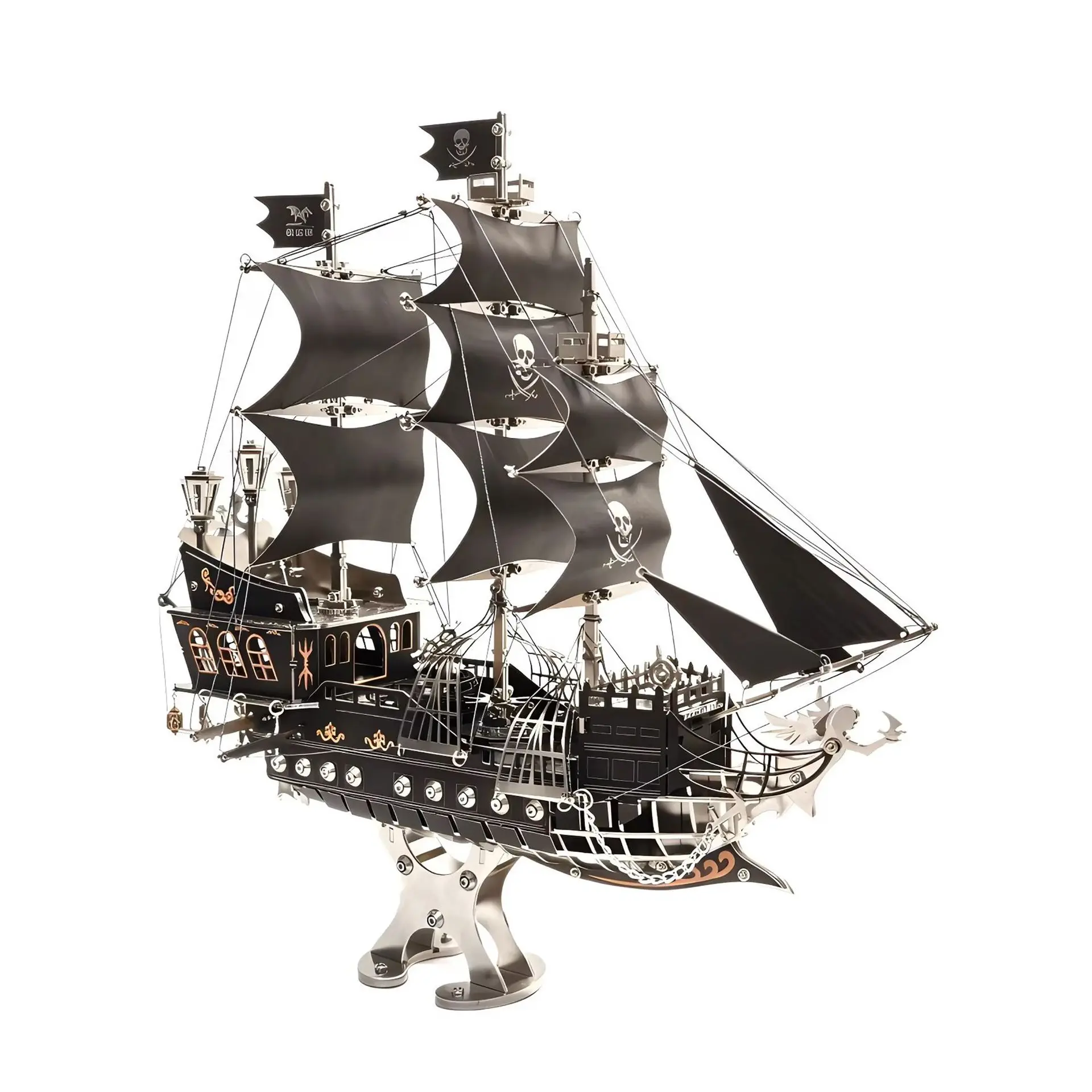 Pirate Ship 3D stereoscopic puzzle, high-difficulty metal assembly model, DIY gift, educational toy, home decoration view 5