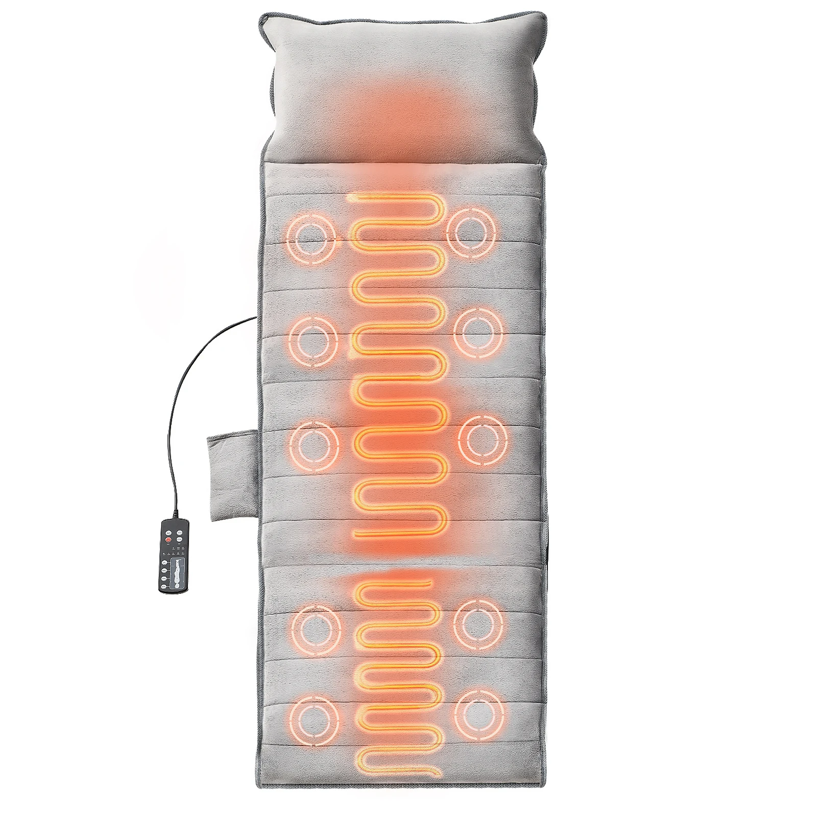 Coussin de massage complet SucceBuy avec chaleur, 10 moteurs vibrants, 5 modes, 3 intensités, 3 coussinets chauffants, soulagement de la fatigue pour la maison et le bureau