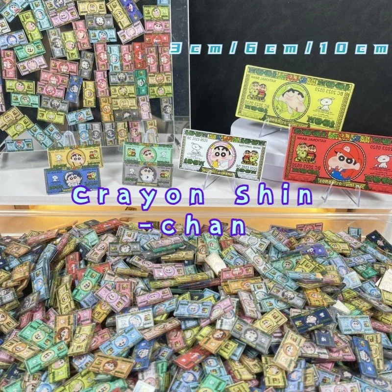 Yeni anime 3 cm Crayon Shin-chan dikdörtgen akrilik levha malzeme aksesuarları DIY pp klip sallanan müzik saklama kutusu süs oyuncak
