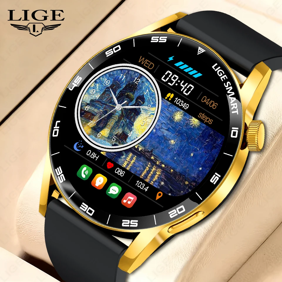 

LIGE Luxury Smart Watch Men's 1.38inch HD Screen Bluetooth Call Heart Rate Monitoring Sports Fitness Waterproof Smartwatch Women