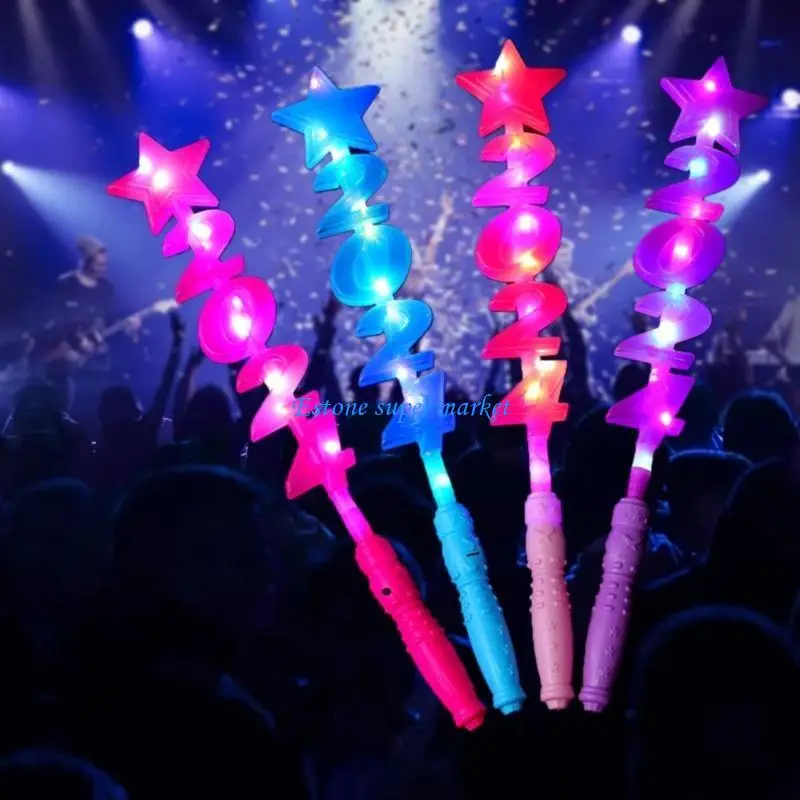 

090B Year of 2025 Glowing Magical Wand Toy With Easy Button Switch Handheld Glow Sticks 15pcs For Children Adult All Age