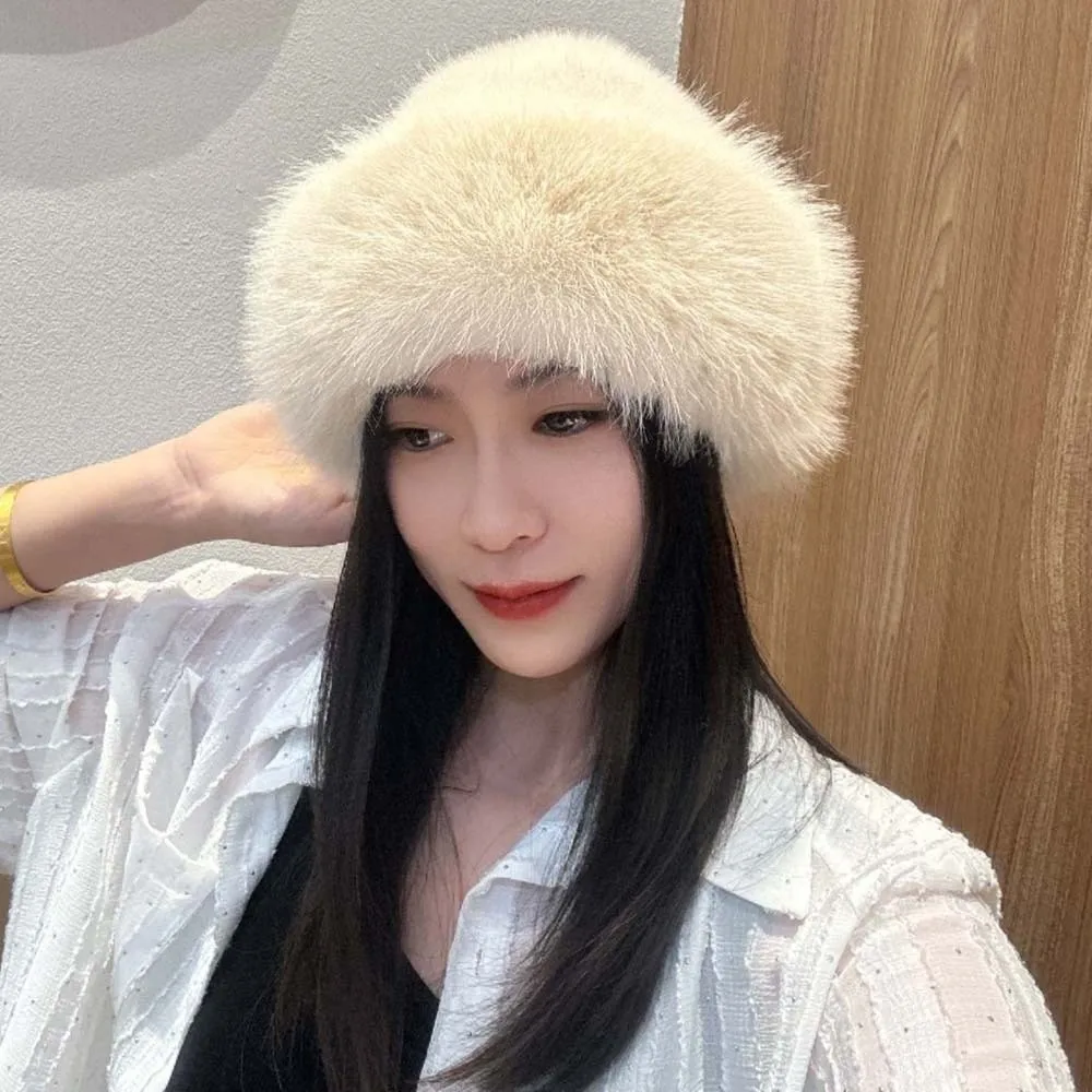 Scarf Combo Thickened Cossack Hat Set Windproof Furry Russian Style Beanie Elegant Premium Faux Mink Headwear Seniors