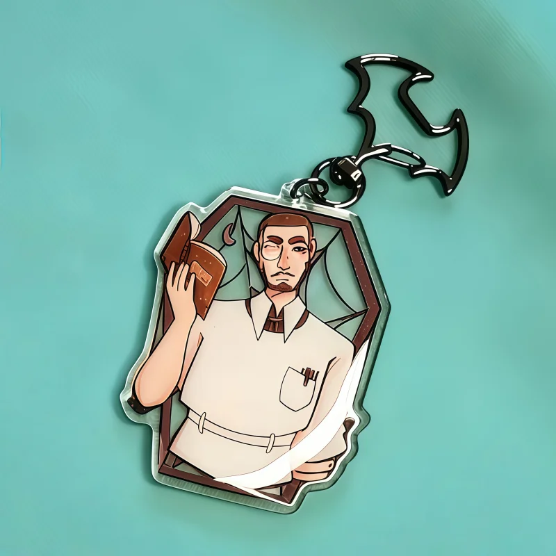 Vampires SMP Coffin Shape Acrylic Keychain Bat Clasp Game Character Key Ring Cosplay Accessories Bag Pendant Collectible Gift view 4