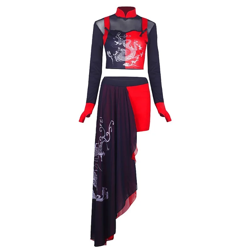 Women S-XL Chinese Style Jazz Dance Outfit Sexy National Trend Loose KPOP Idol Stage Costume Annual Commercial Show 2 Piece Set