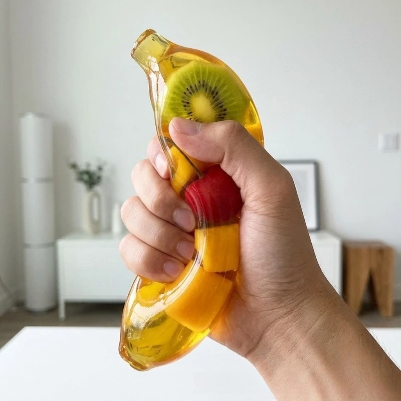 Fruit Banana Jelly Squishy Toy Stress Ball Fidget Toys Big Slushy Banana Squishy Toys Squeeze Ball ASMR Anti Stress Relief Toys