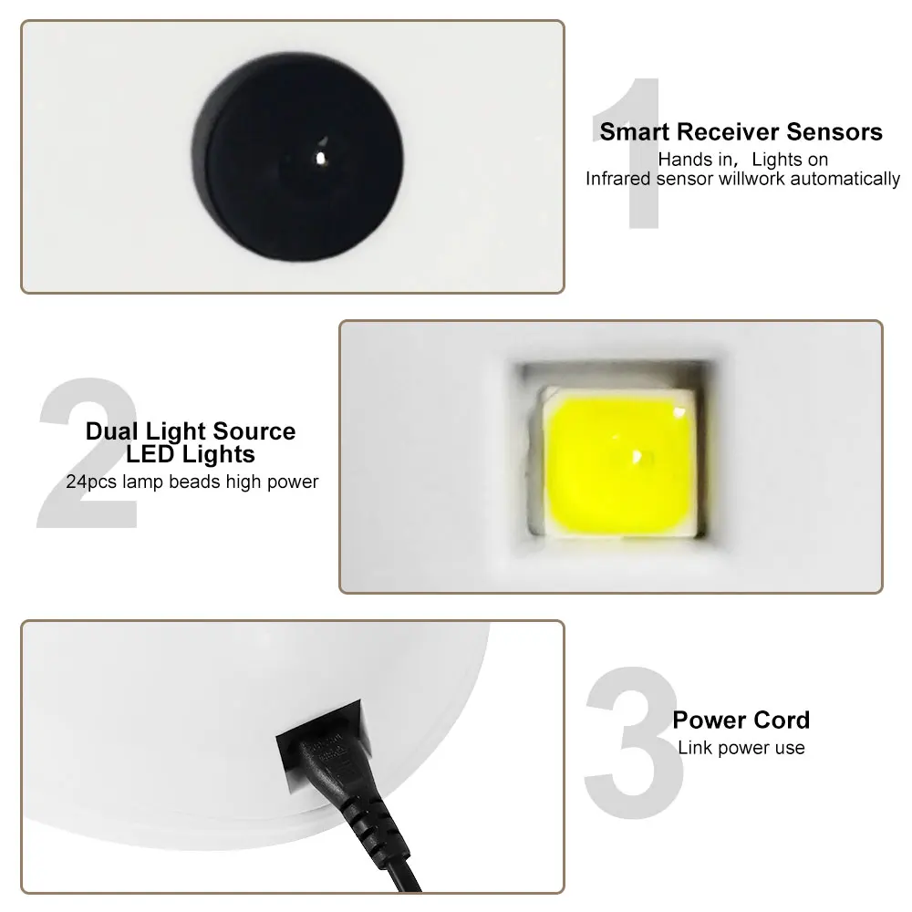 UV/LED Nail Polish Lamp Have 3 Timer Modes LCD Display with 24 LEDS Nail Fordrying Dryer for Manicure Salon Acrylic Gel Art Tool