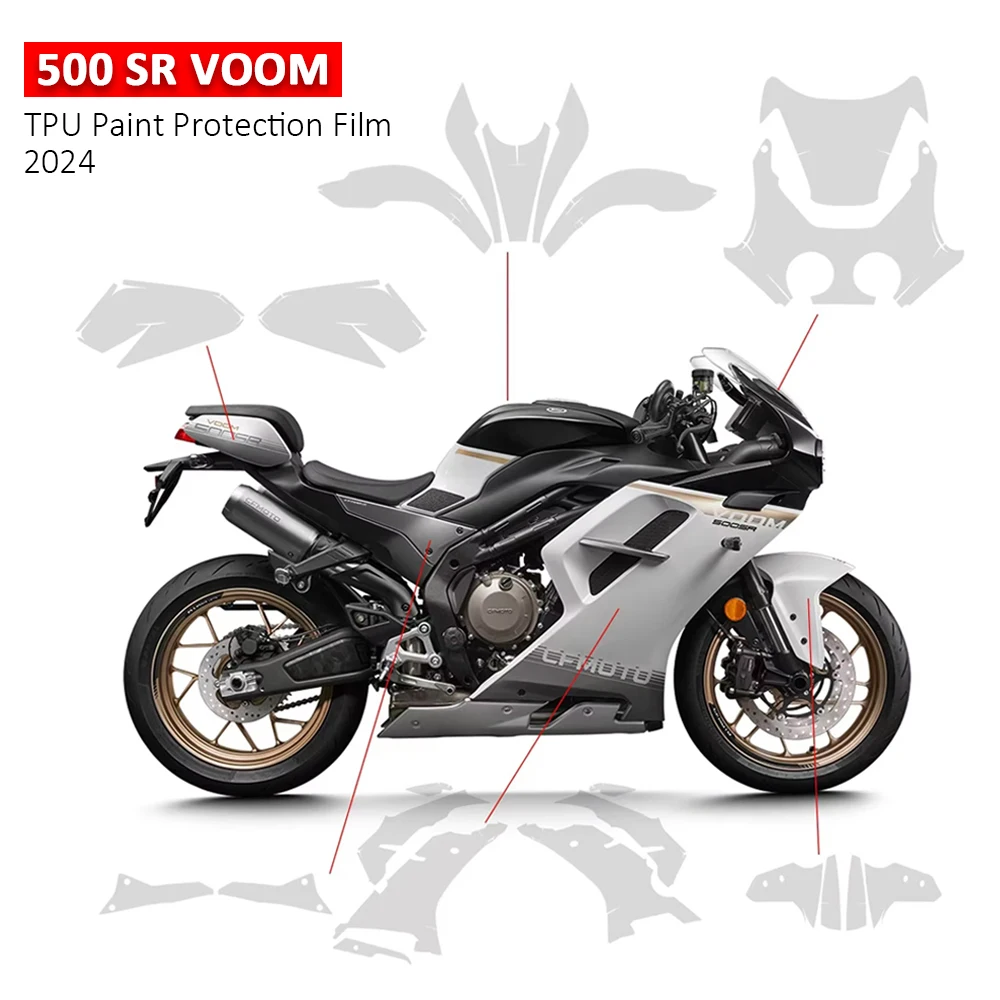 

Для CFMOTO 500 SR 500SR VOOM 2024 PPF Защитная пленка для краски ТПУ для мотоцикла защита топливного бака прозрачная пленка против царапин