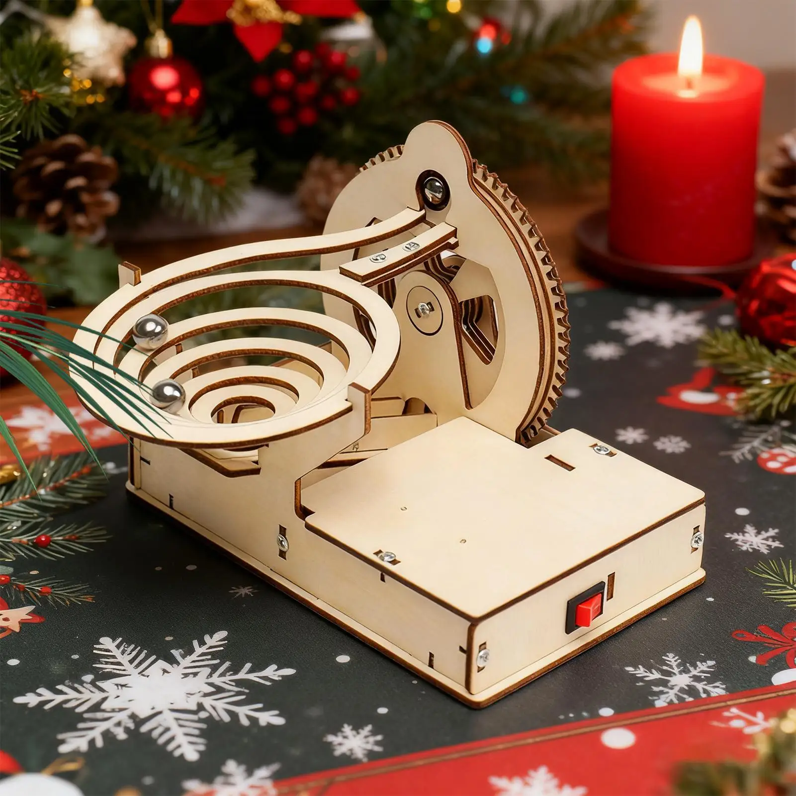 ชุดตัวต่อไม้แบบกลไก ของเล่นวิทยาศาสตร์ไม้แบบกลไก ของเล่นรางเฟือง สำหรับเด็กชายและเด็กหญิง กิจกรรมที่บ้าน ศูนย์กิจกรรม โรงเรียน การเดินทาง