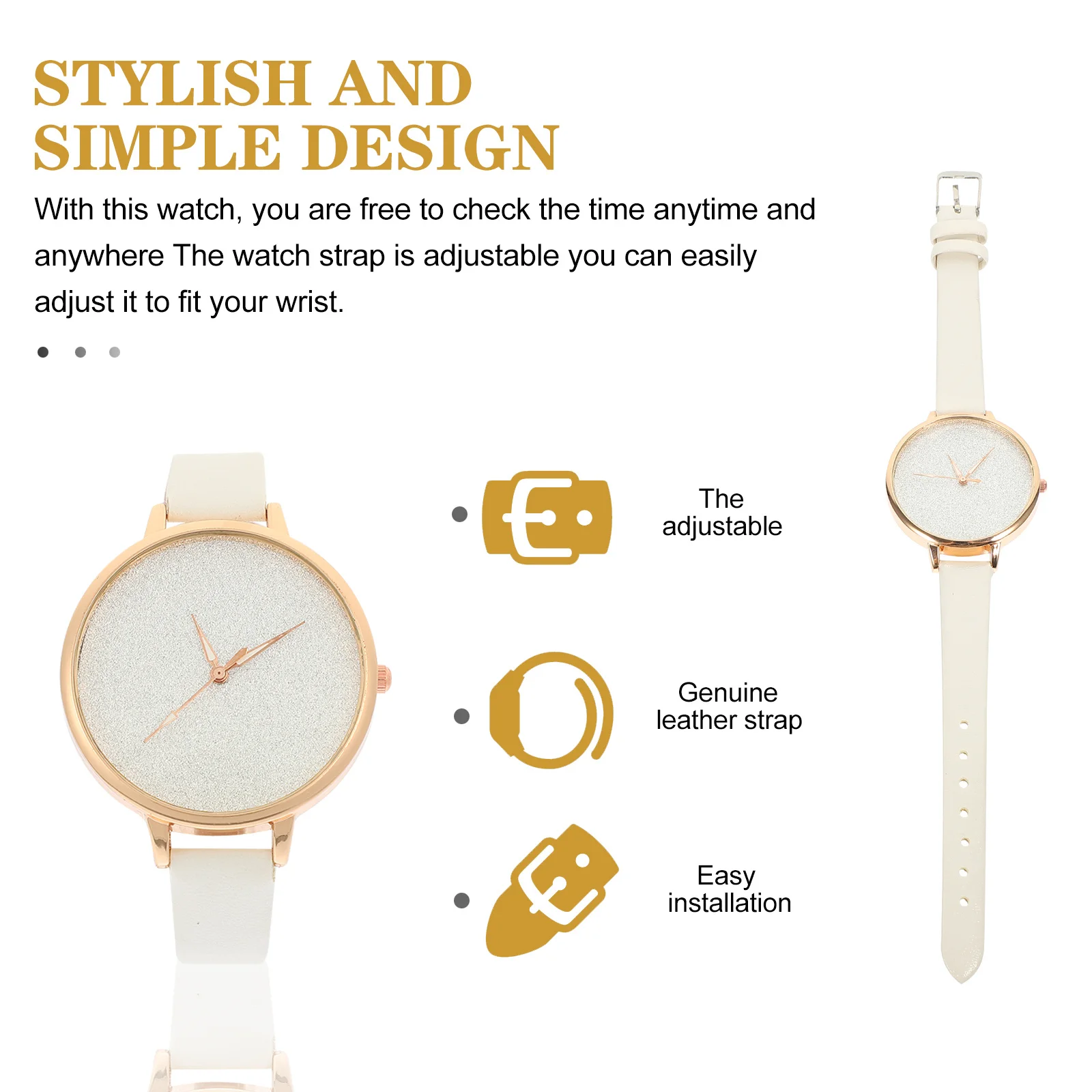 ساعة يد نسائية بمينا لامع وحزام قابل للتعديل، ساعة يد أنيقة للسيدات، ساعة كوارتز مزخرفة، هدية عيد ميلاد للحفلات #3