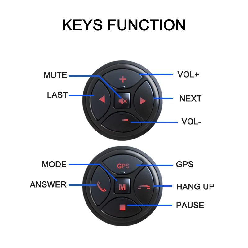 Botón de Control inalámbrico para volante de coche, 10 teclas, controles remotos de automóvil para Radio de coche, DVD, GPS, reproductor de