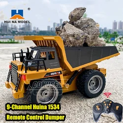 Huina 1534 Rc Truck Tractor 1/18 9Ch 2.4G Remote Control Dump Trucks Electric Engineering Loading Car Model Toys for Boys Gifts