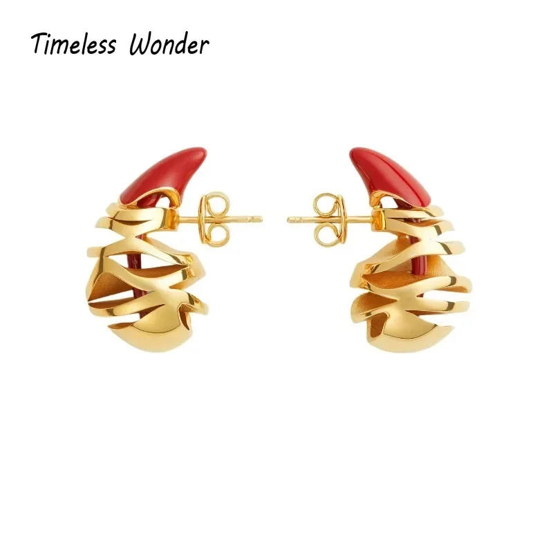 

Timeless Wonder Fancy Enamel Geo Stud Earrings for Women Designer Jewelry Runway Goth Trendy Rare Gift Sweet Luxury Neat 5188