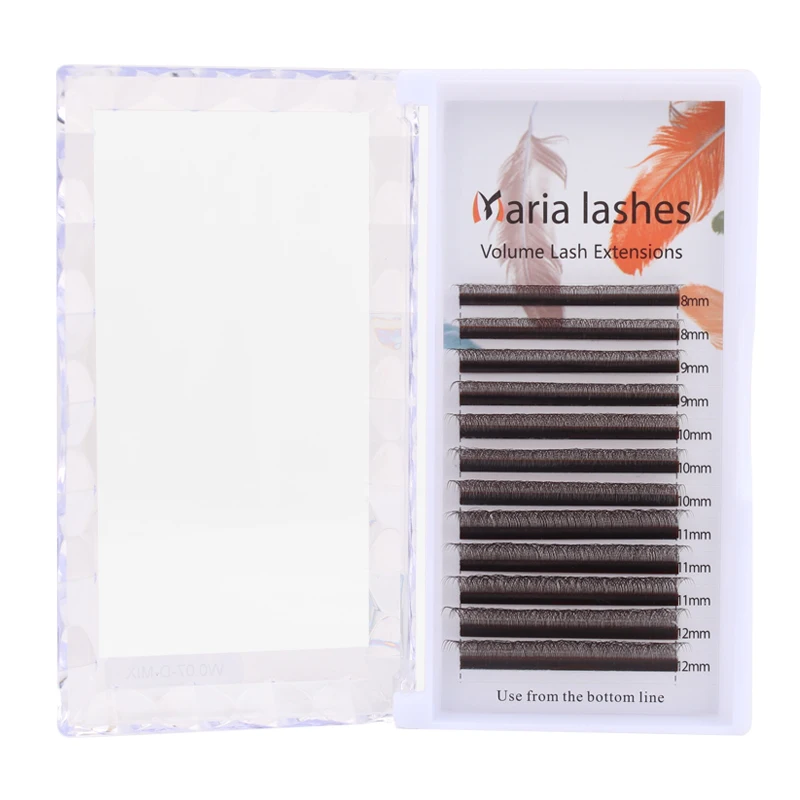 MARIA Brown-pestañas individuales con forma de W, extensión de pestañas de colores, natural, suave, visón negro Real, prefabricadas, voluminosas