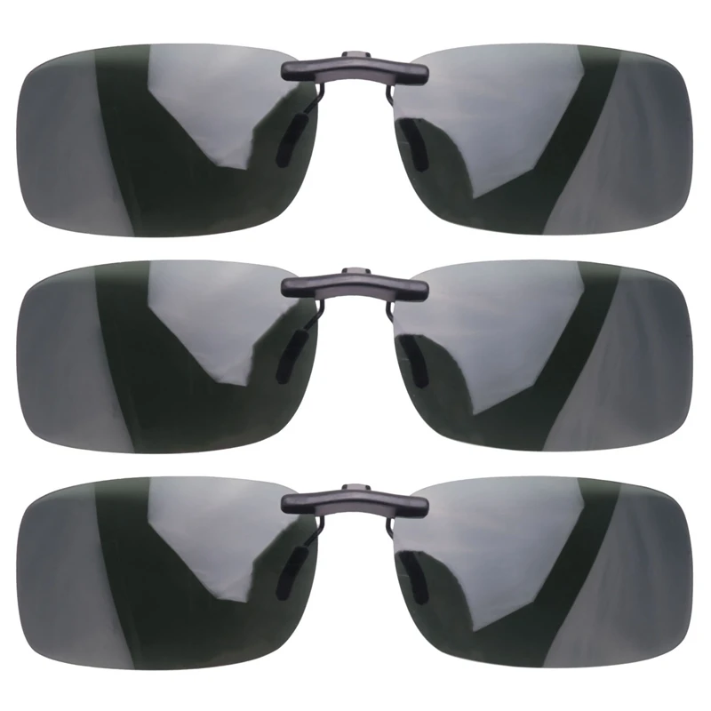 

3X Unisex Clear Dark Green Polarized Lens Sunglasses Clip On Eyeglasses