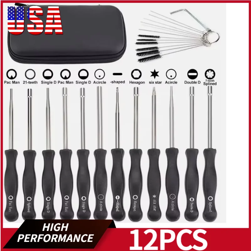 

12pcs Professional Carburetor Adjustment Tool Kit Hexagon Socket Screwdriver Set with Cleaning Brush Needle ZAMA STIHL Husqvarna