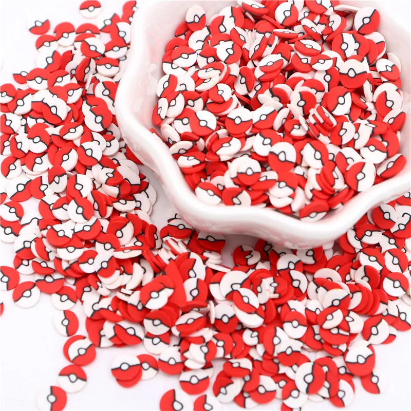 50g Red And White Ball Polymer Clay  DIY Resin Shaker Jewelry Soft Clay Slices Sprinkles for Slime Filling and Nail Art Crafts