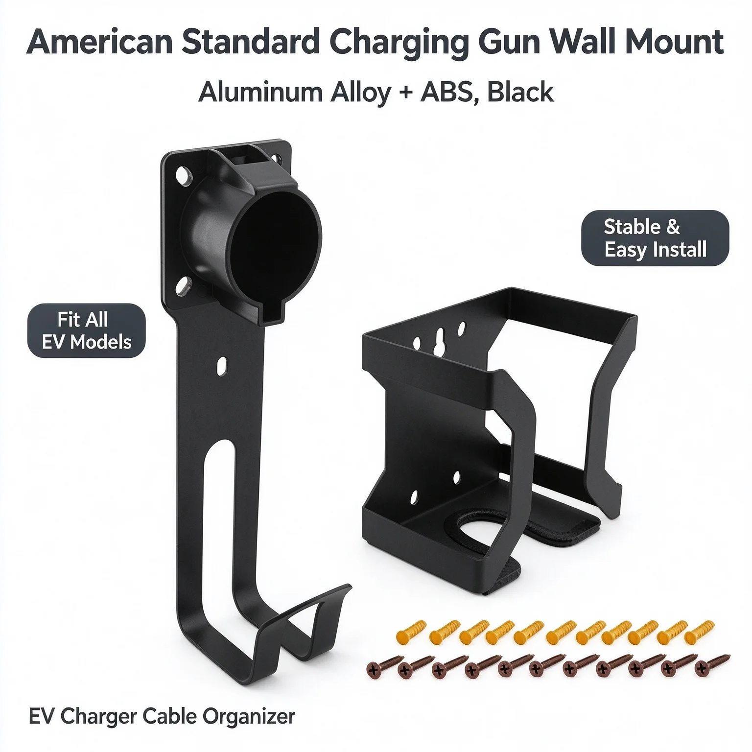 EV Charging Gun Wall Mount Holder For Tesla Model 3 Y S X 2024‑2025, Cable Hook Connector Bracket EV Charger Accessories