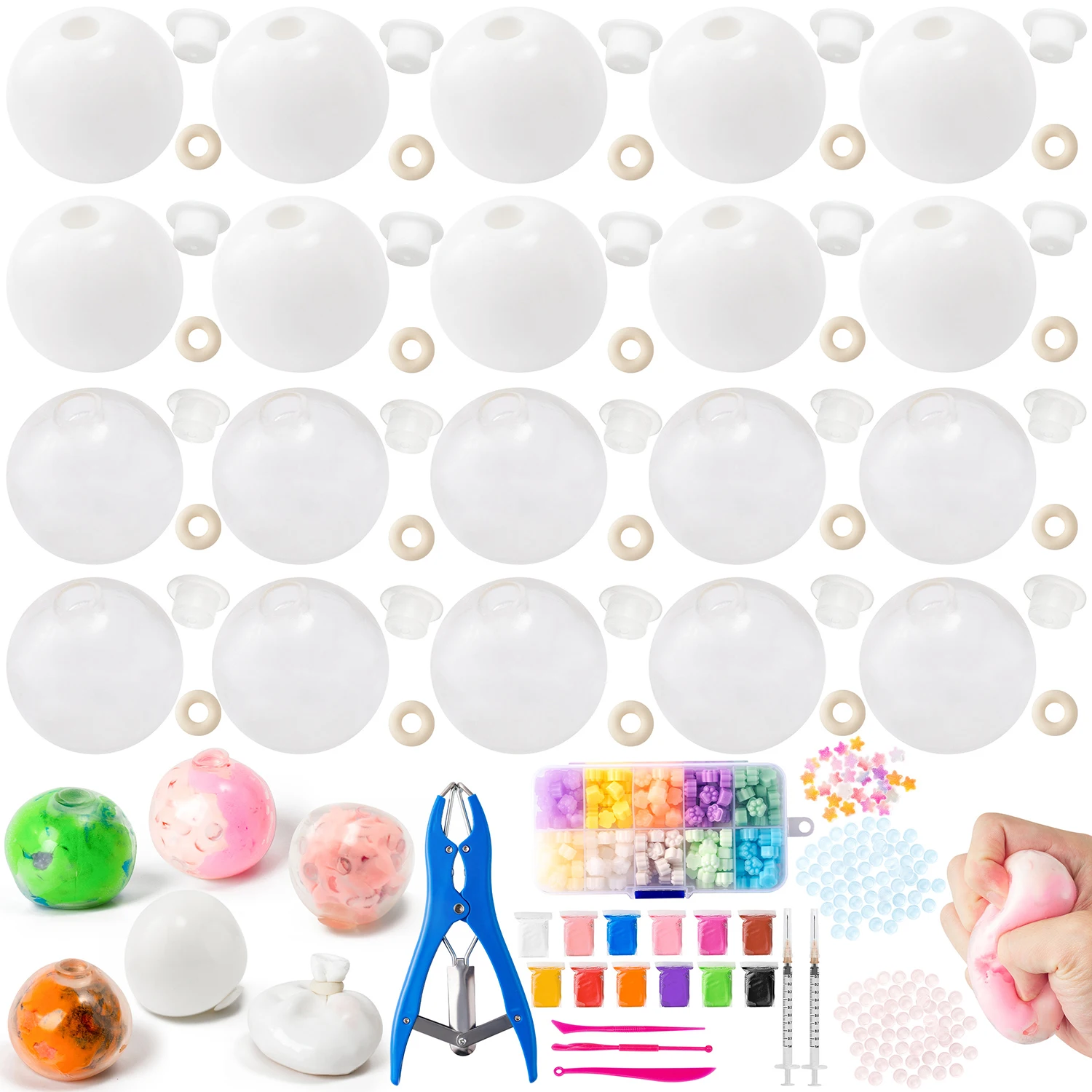 

28PCS Blank Stress Ball Skin Empty Stress Ball DIY Kit Vacuum Squishy Stress Ball with Empty Skin Base Tool for DIY Stress Balls