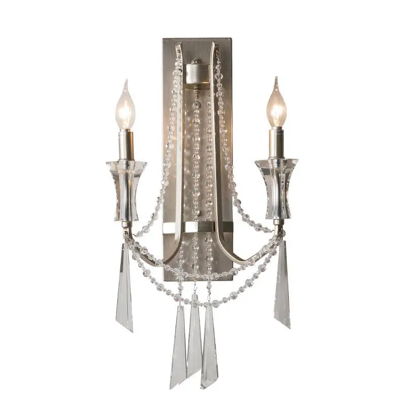 

Wall lamp Bedroom bedside lamp French creative personality aisle TV wall Living room double crystal wall