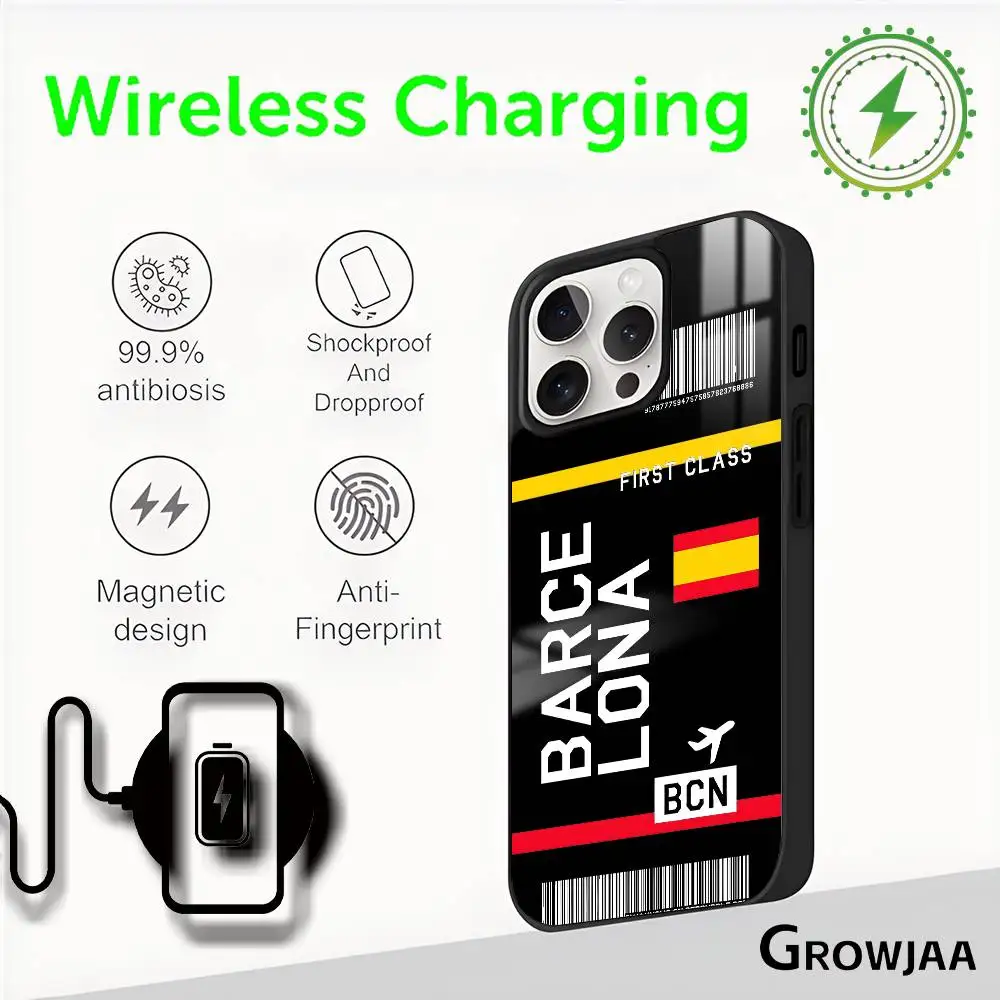 اسبانيا طائرة السفر تذكرة جراب هاتف المغناطيسي آيفون 16 15 14 13 12 11 برو ماكس زائد Mini Magsafe غطاء شحن لاسلكي #2