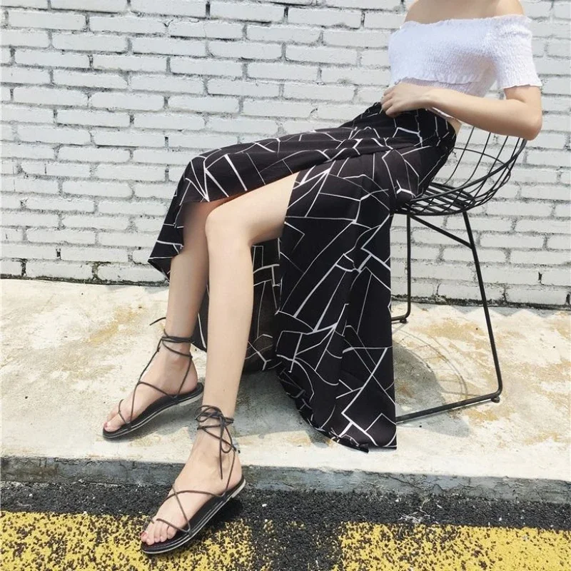 Casual Women's Skirt With Slit Maxi Long Female Skirts Modest Offer 2025 New In A Line 2024 Trend Stylish Luxury Elegant Cheap