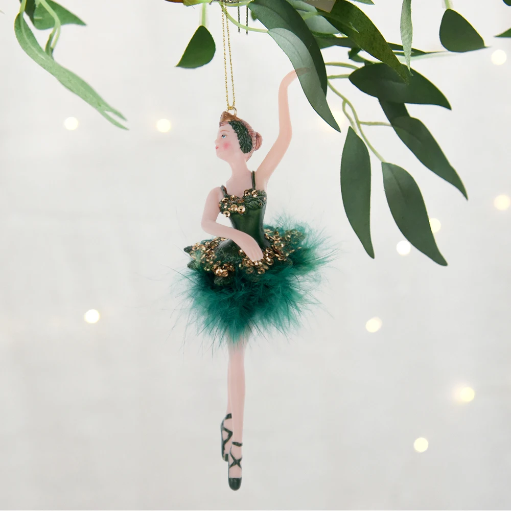 Materiale plastico Ragazza Regalo di compleanno Decorazione da appendere di Natale Danza Tutu d'argento Ballerina Ornamenti per le vacanze di Natale per bambini