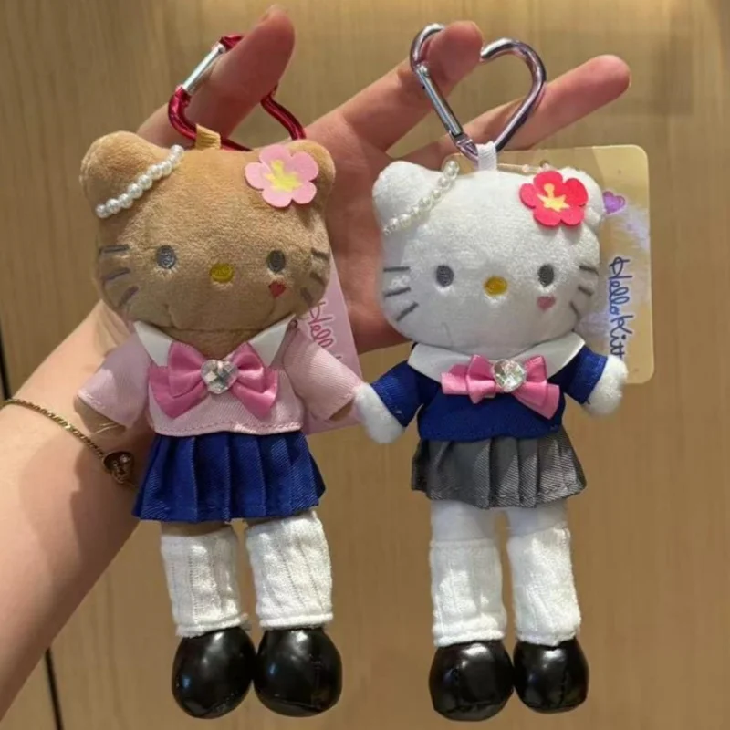 本物の漫画ハローキティ JK 制服ロングレッグ Kt ぬいぐるみキーホルダー人形かわいいバックパックペンダントアクセサリー女の子の誕生日プレゼント