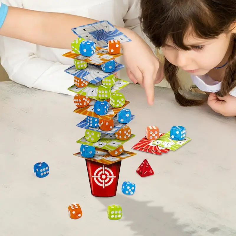 Stacking Dice Game Interaktywne gry stołowe dla dzieci Dwóch graczy Gry planszowe dla dzieci Zabawna zabawka edukacyjna dla spotkań przyjaciół