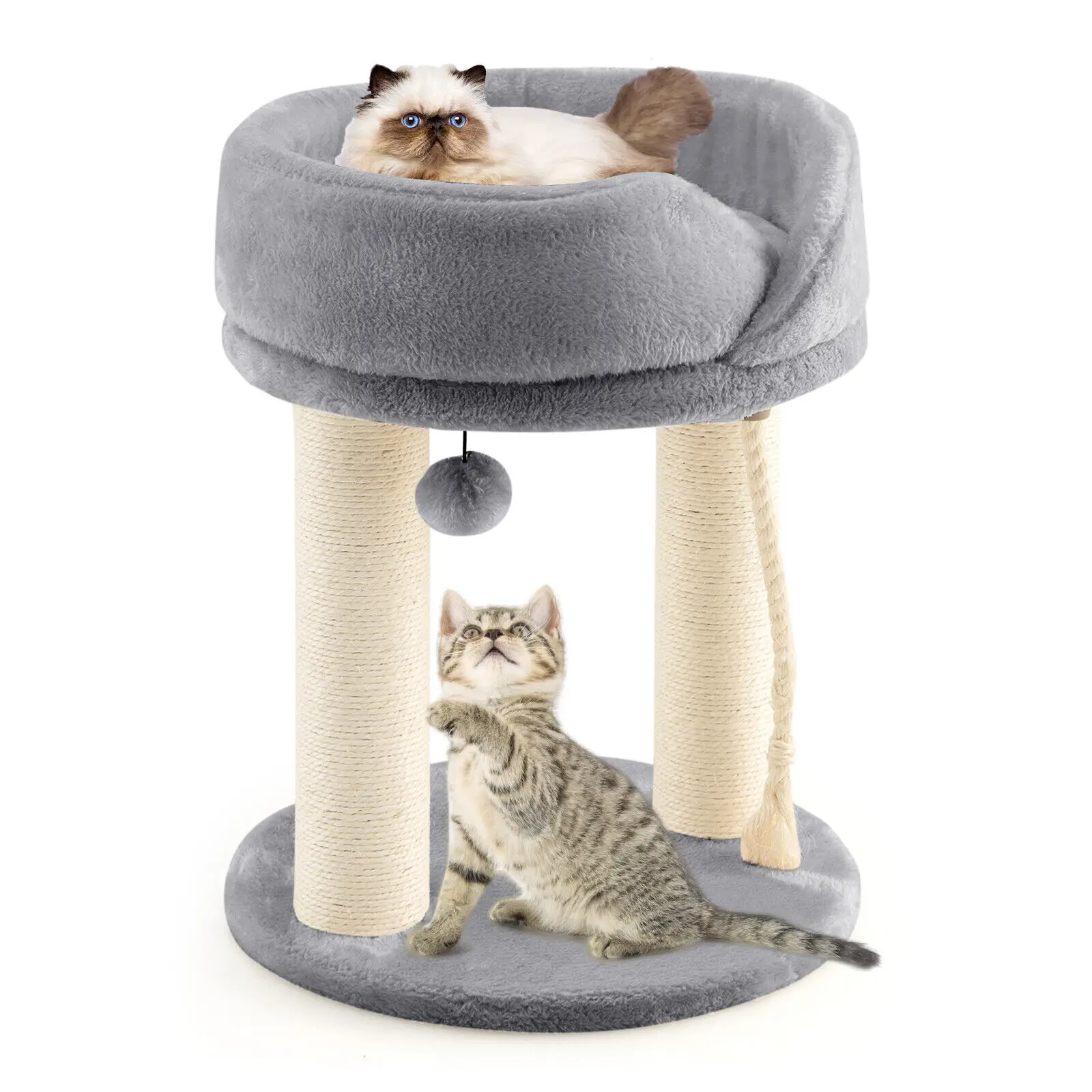 

Costway Cat Tower Cat Activity Tree w/ Plush Perch & Scratching Posts Grey