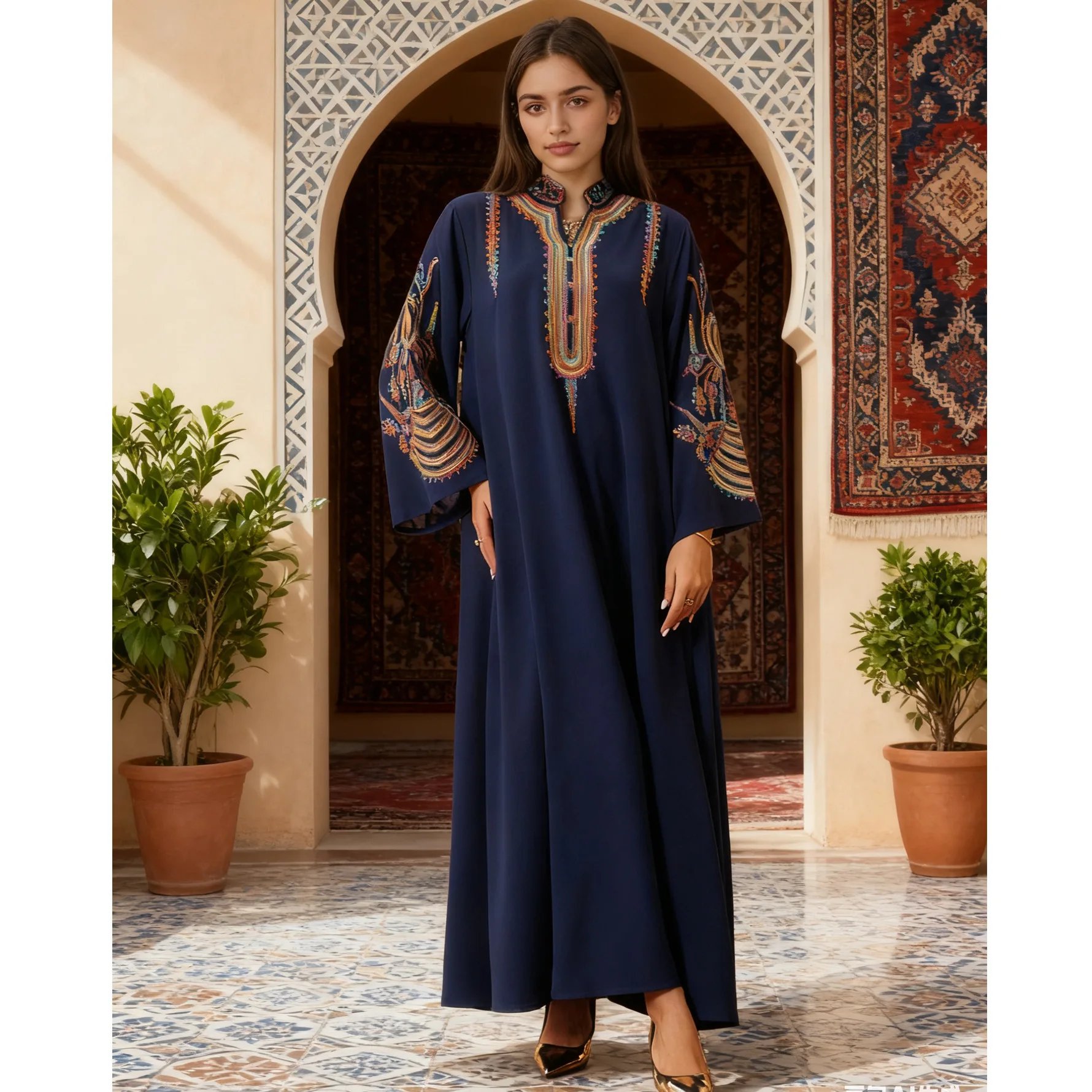 

SuperAen Fashion Embroidered Fashionable Elegant Dress 2026 Spring New Long-sleeved Pullover Long Dresses
