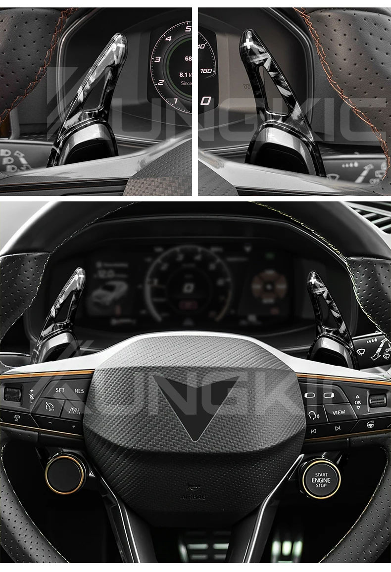 Für Cupra Formentor LEON Ateca 2021 2022 2023 2024 2025 Auto-Lenkrad Schaltwippen DSG ABS Carbon-Faser-Stil Verlängerung – Detail 7