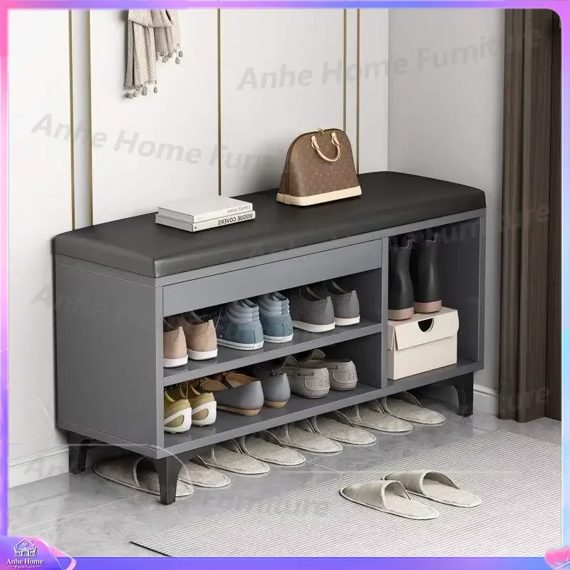 Minimalist Shoe Cabinet Eco Friendly Melamine Scratch Resistant Closed Design Space Saving Storage Organizer for Entryway